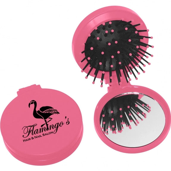 Custom Logo 2 in 1 Brush and Mirror Compact Kit