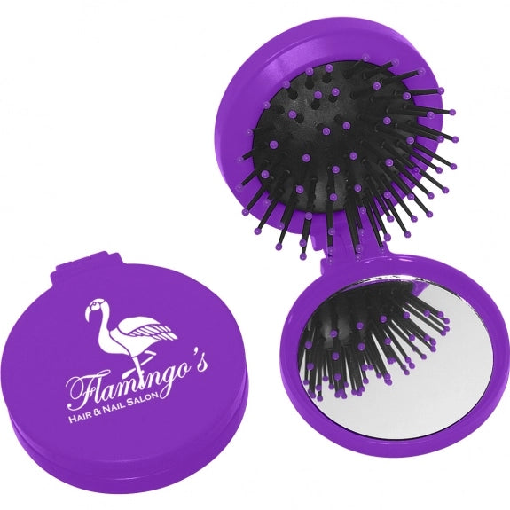 Custom Logo 2 in 1 Brush and Mirror Compact Kit