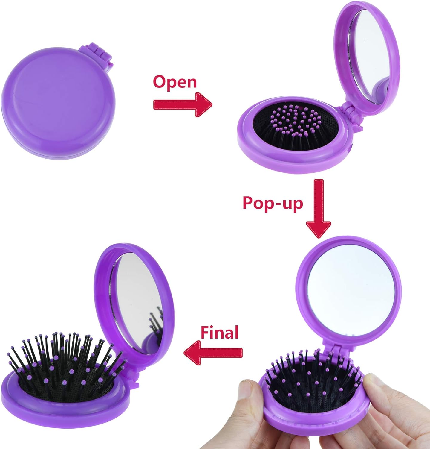 Custom Logo 2 in 1 Brush and Mirror Compact Kit
