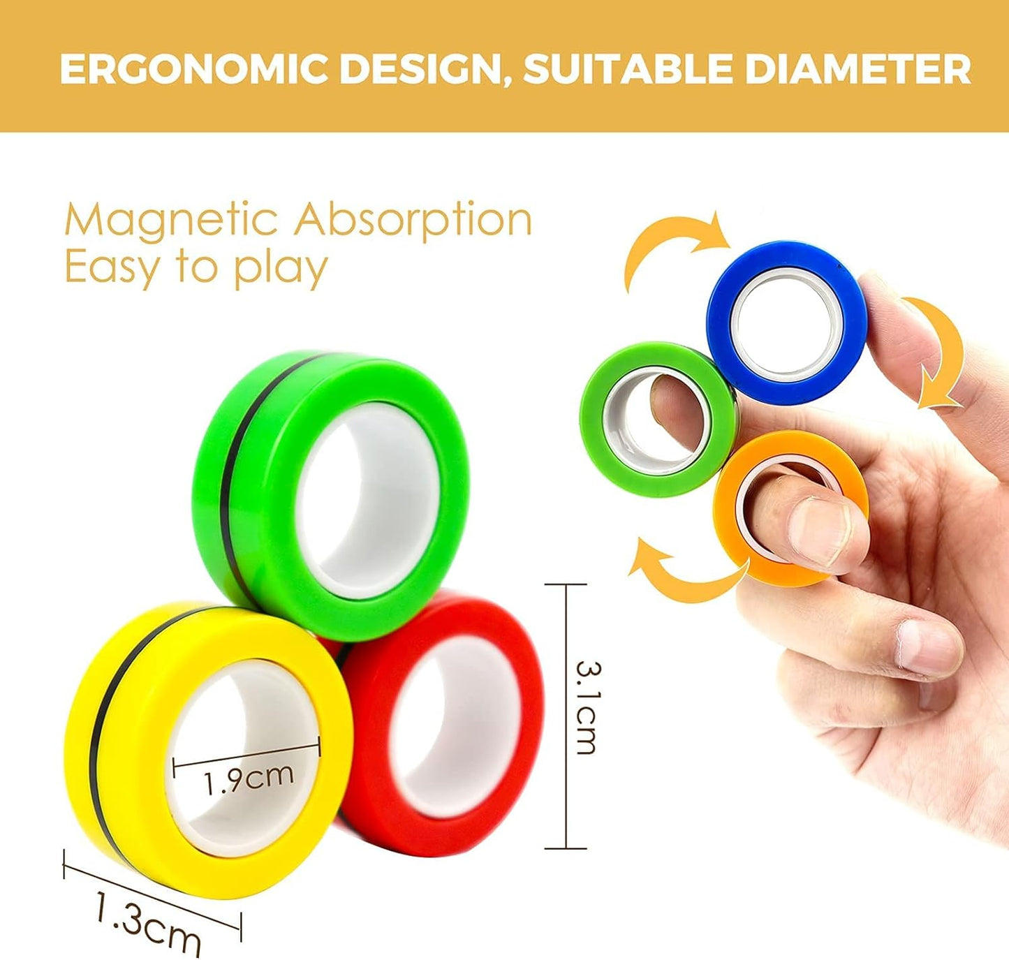 Bulk Cheap Magnetic Rings Fidget Toys, Wholesale Fidget Spinner Rings for Relief - All Colors