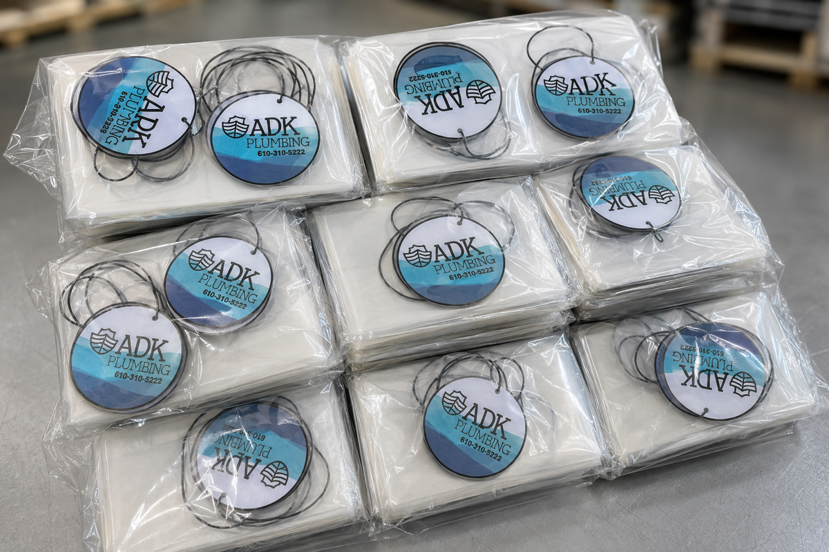 Custom Die Cut Car Air Freshener, Promotional Auto Freshener With Custom Scents And String Colors