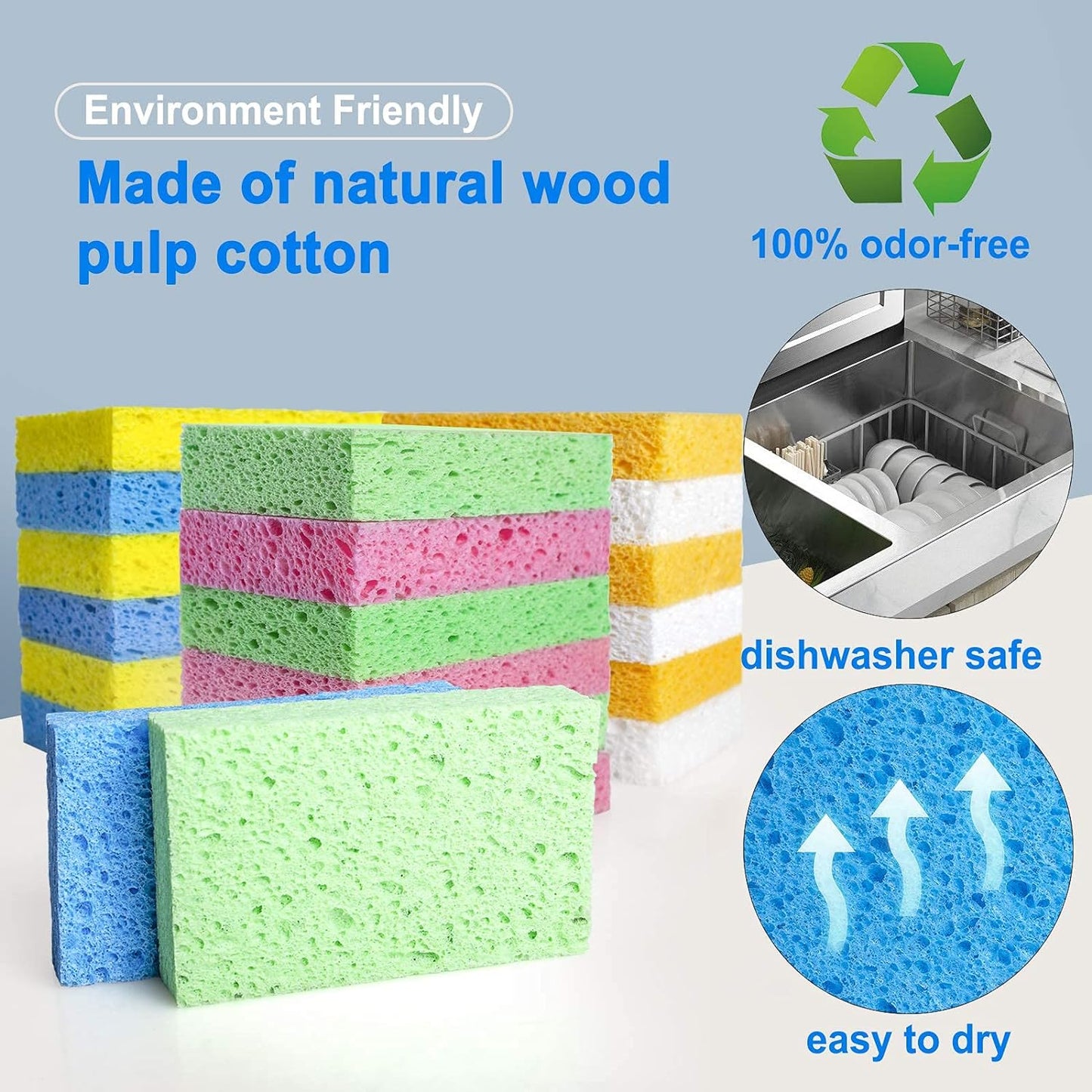 Custom Logo Kitchen Sponges for Dishes Compressed Sponges for Kitchen, Bathroom