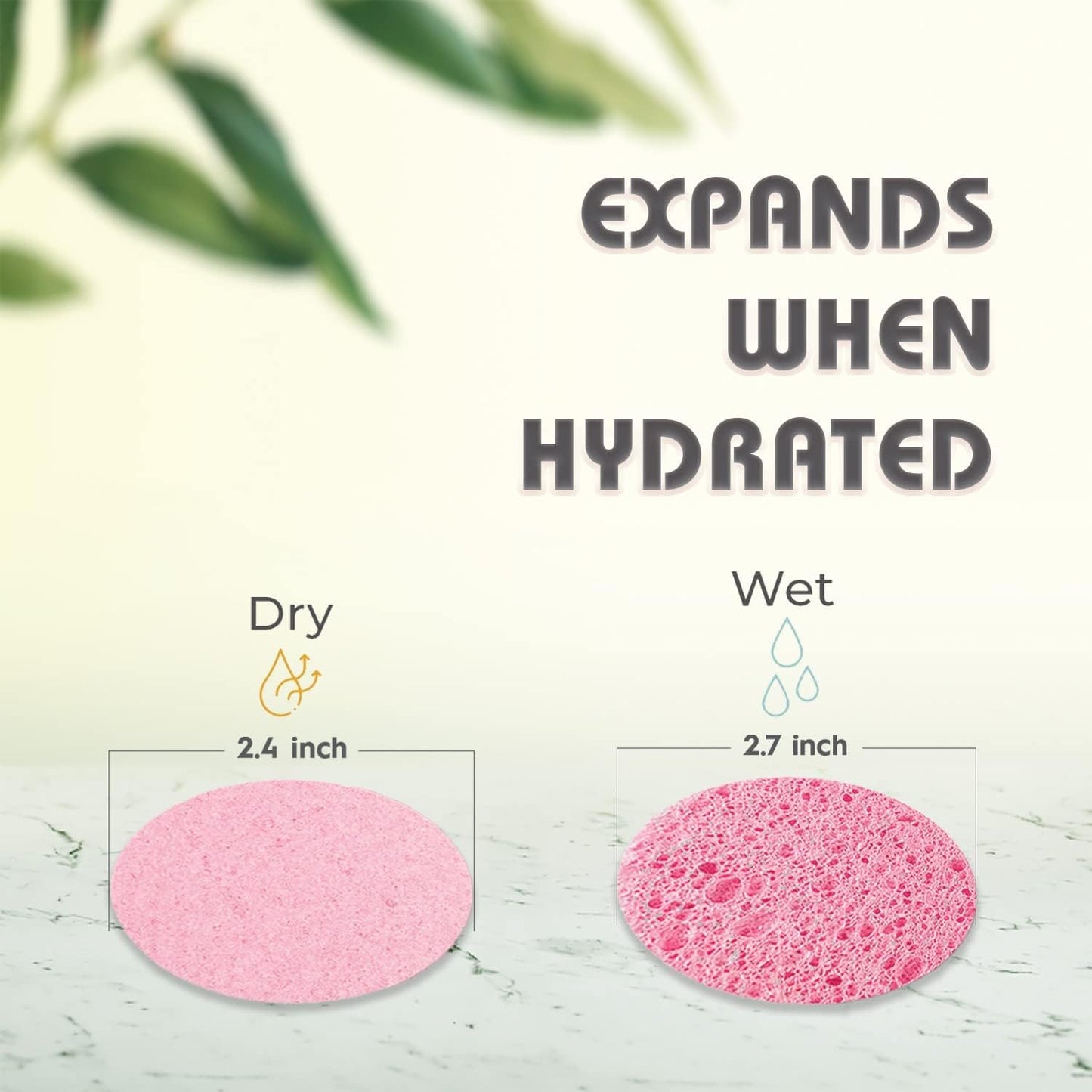 Custom Logo Natural Cosmetic Spa Sponges for Facial Cleansing, Exfoliating Magic Sponges - Round