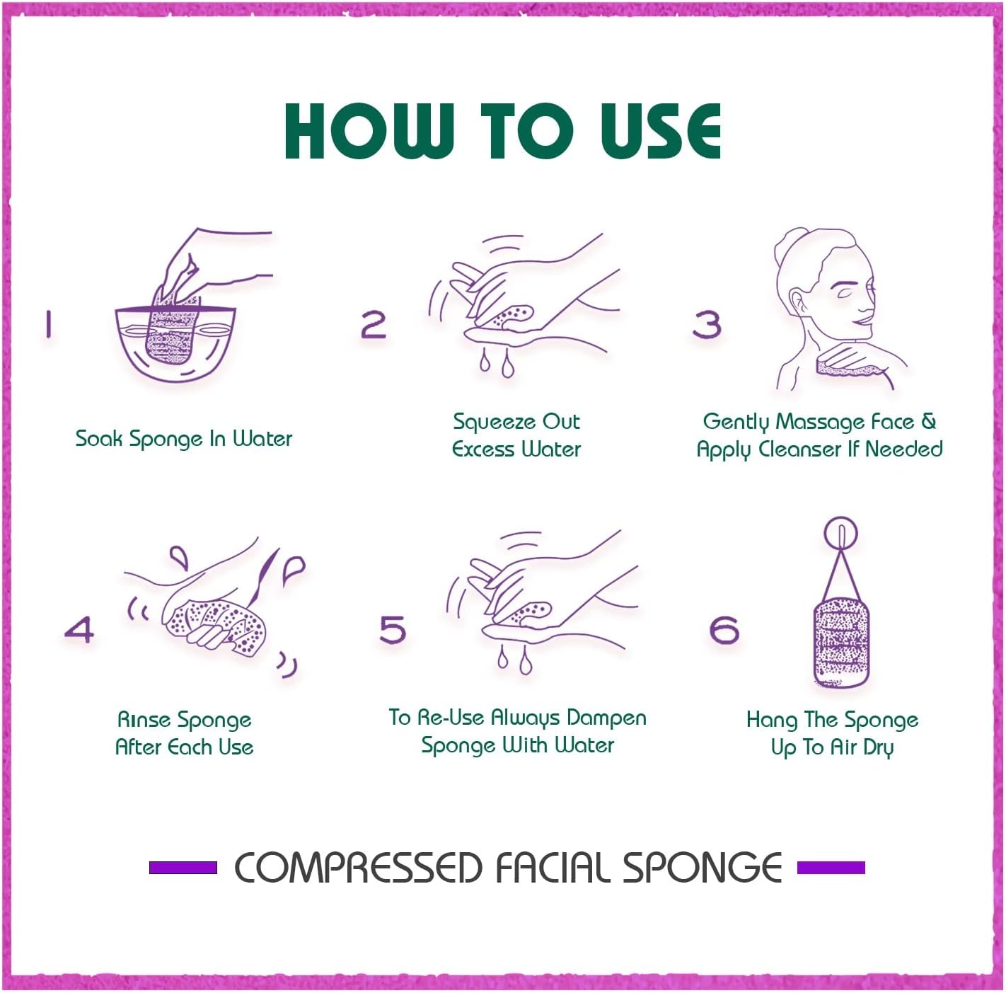 Custom Logo Natural Cosmetic Spa Sponges for Facial Cleansing, Exfoliating Magic Sponges - Heart