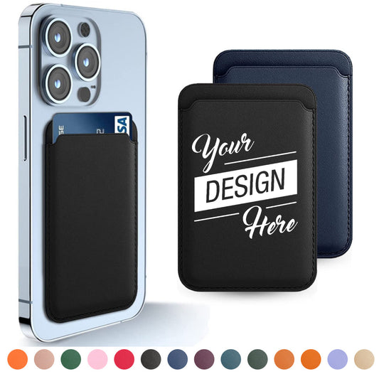 Custom Logo MagSafe Leather Phone Wallet, Promotional MagSafe Phone Wallets - HOT!