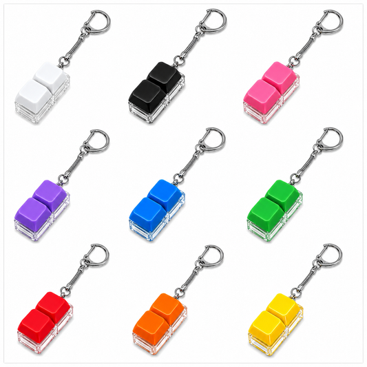 Custom Logo Keyboard Fidget Toy Key Chain with LED Light - Double