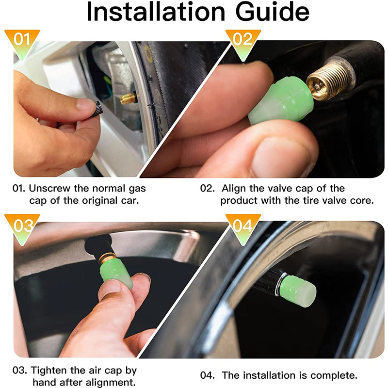 Wholesale Tire Valve Caps, Bulk Tire Valve Caps, Glow in the Dark Valve Caps - 4 Sets