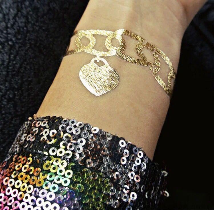 Custom Logo Metal Tattoo Sticker Custom Gold Flash Tattoo Sticker