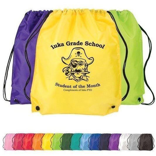 Promotional Custom Logo Polyester Cinch Up Drawstring Backpacks