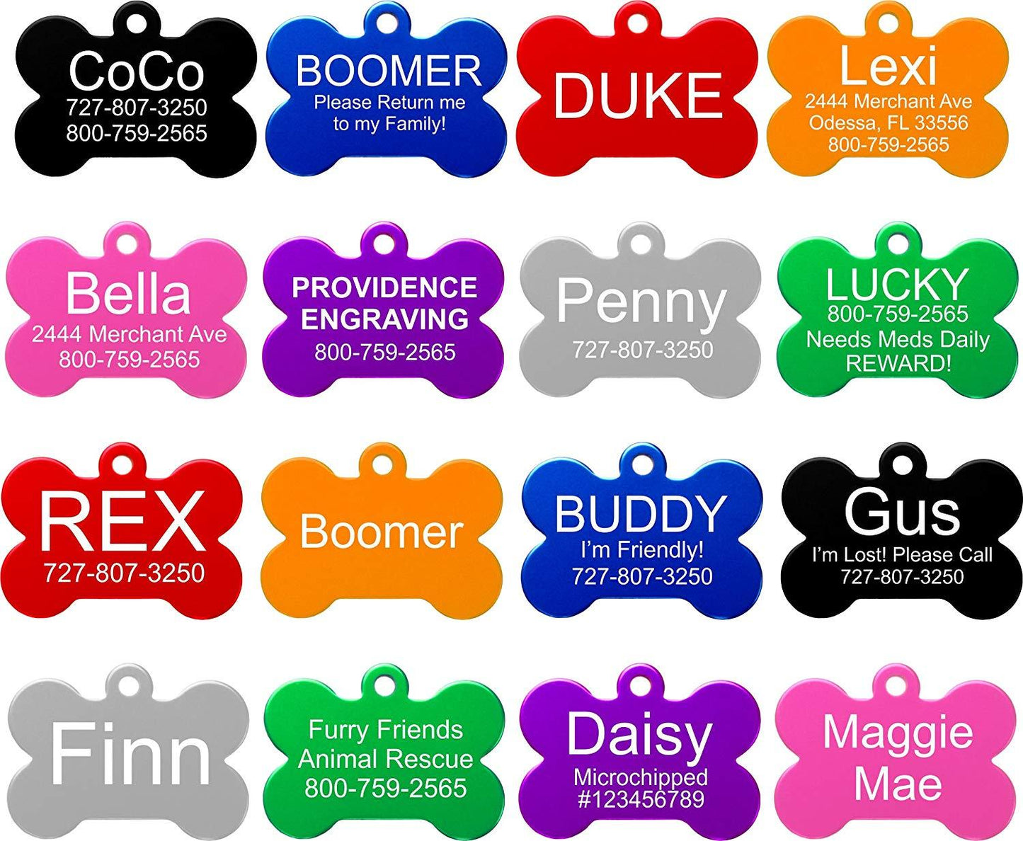 Custom Logo Engraving Pet ID Tags, All Shapes & Colors to Choose From