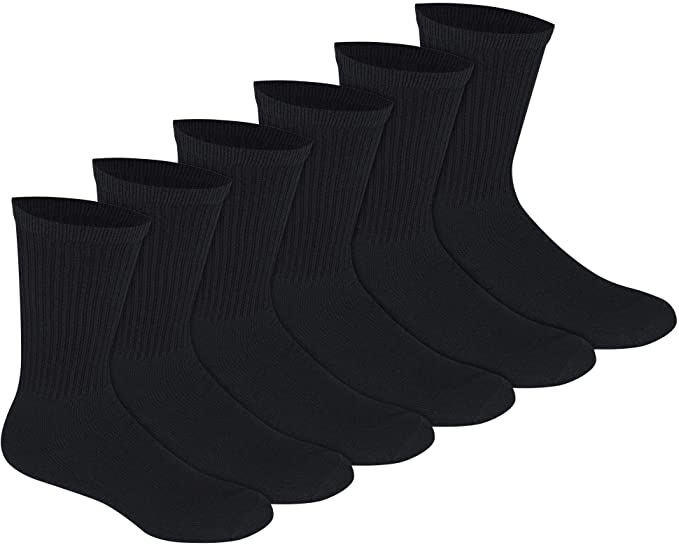 Bulk Crew Socks One Size Fits All Crew Socks in White, Black Or Gray Colors