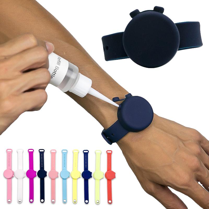 Custom Logo Adjustable Hand Sanitizer Dispenser Silicone Wristbands Round