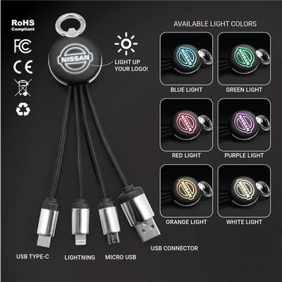 Custom Promotional 4 in 1 Light Up Logo Multi USB Charging Cable