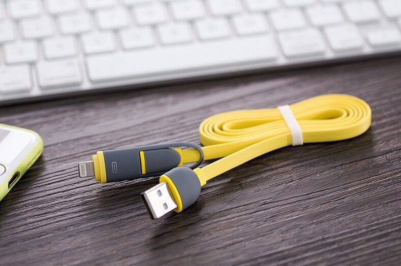 Custom Logo 2 In 1 Micro Usb Cable Android, Apple Mobile Phone Charger