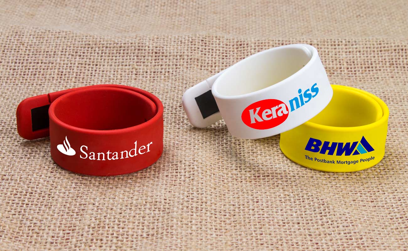Custom Logo Silicone Wristband Slap Band Bracelet Pendrive USB Stick Flash Drives