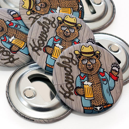 Custom Round Bottle Opener Magnet Button For Promoting Your Business, Organization Or Events