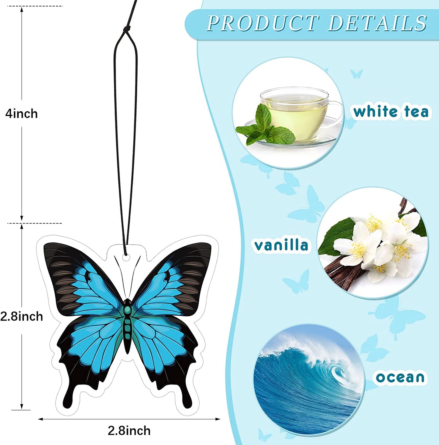 Bulk Butterfly Car Air Fresheners Summer Flower Hanging Air Fresheners for Cars, Bedrooms, Restrooms