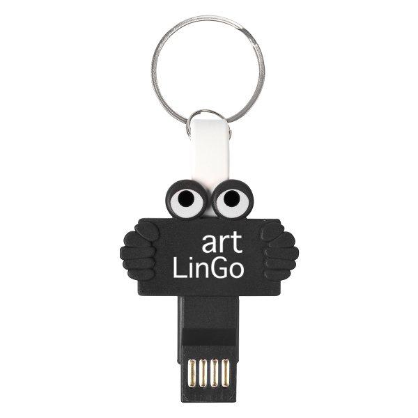 Promotional Custom Logo Clipster Buddy 3- In -1 Charging Cable Key Ring