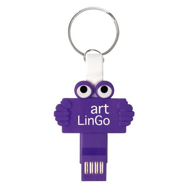 Promotional Custom Logo Clipster Buddy 3- In -1 Charging Cable Key Ring