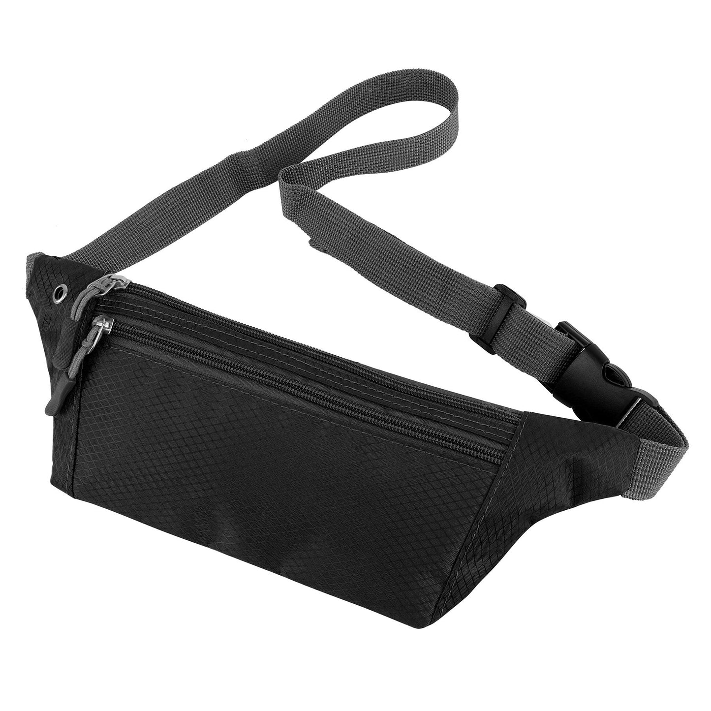 Custom Logo 3-Zipper Fanny Pack, Promotional Waist Bags, Adjustable Buckled Fanny Packs