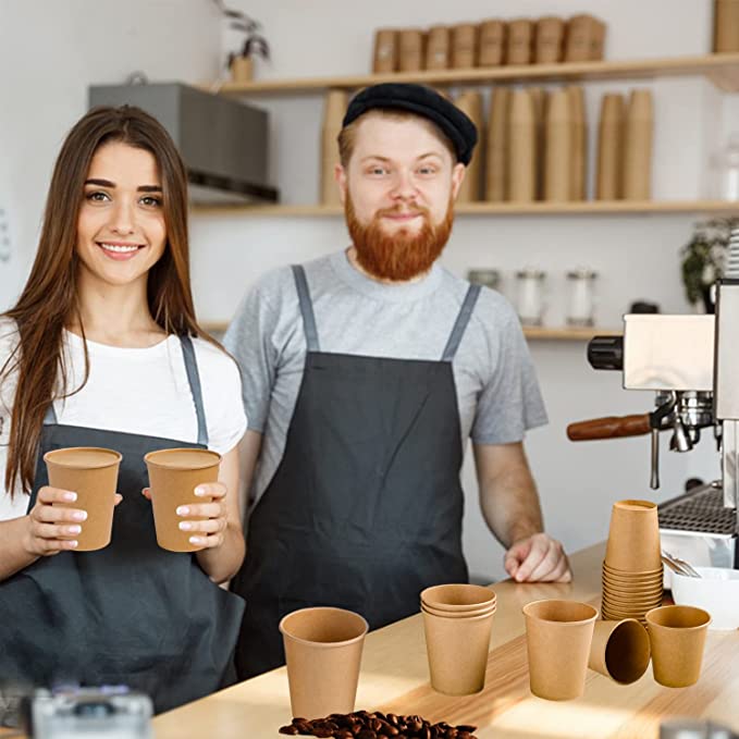 Custom Single Wall Paper Cups In All Sizes, Logo or Design Paper Cups Recyclable - Brown