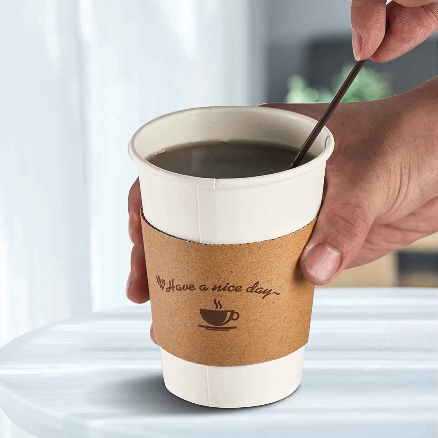 Custom Coffee Sleeves, Logo Design Printed Food Grade Corrugated Paper Recyclable