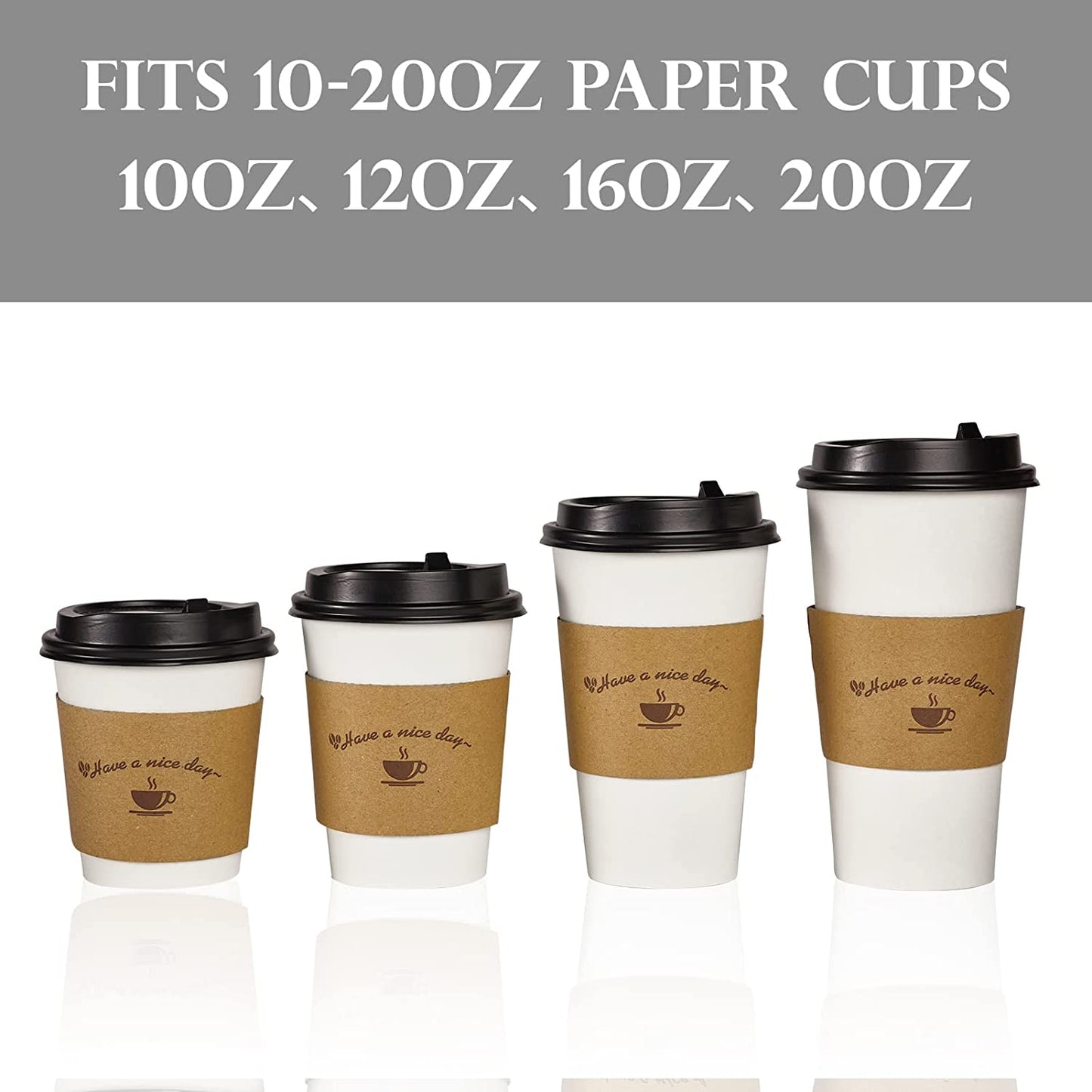 Custom Coffee Sleeves, Logo Design Printed Food Grade Corrugated Paper Recyclable