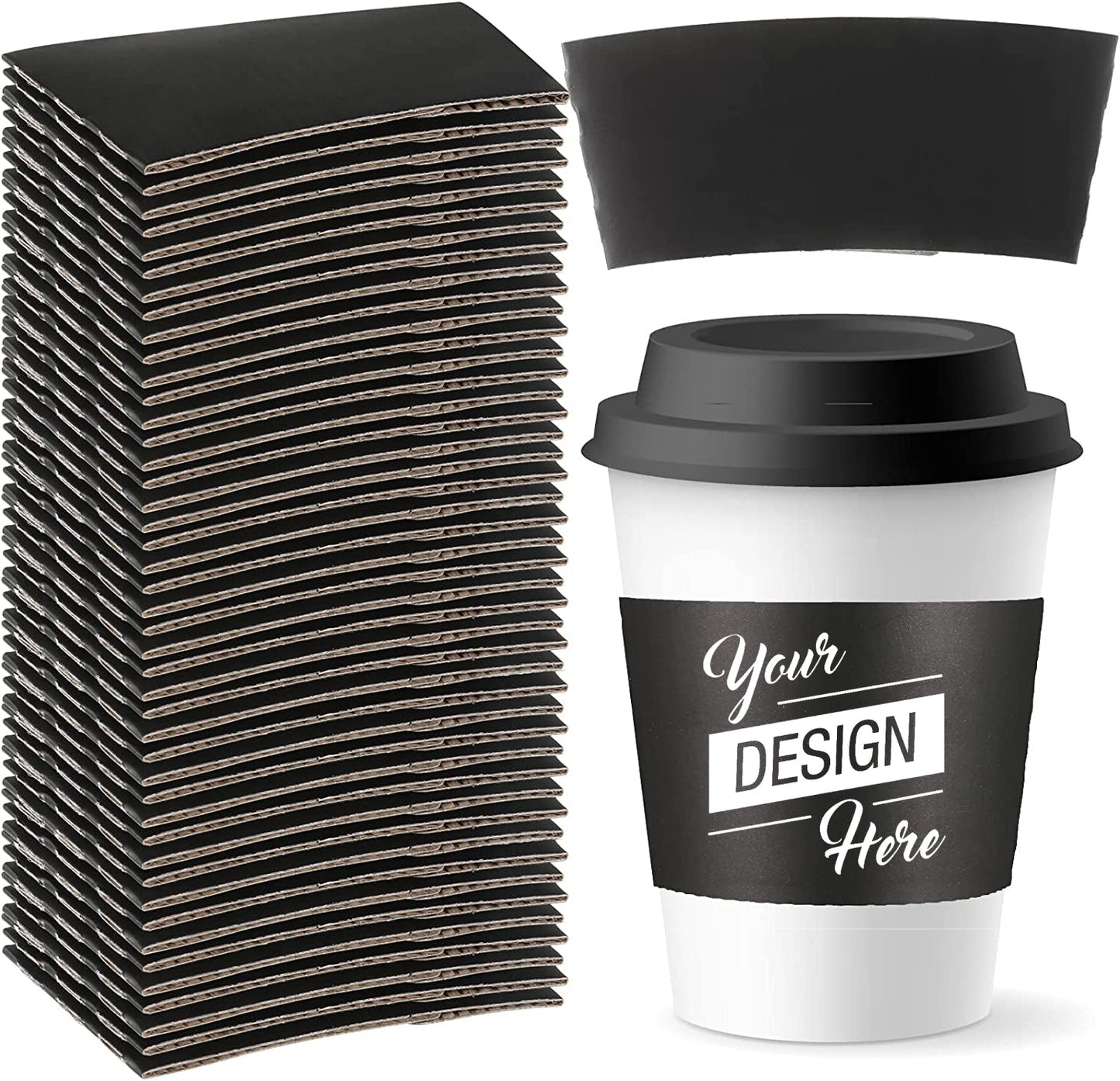 Custom Coffee Sleeves, Logo Design Printed Food Grade Corrugated Paper Recyclable