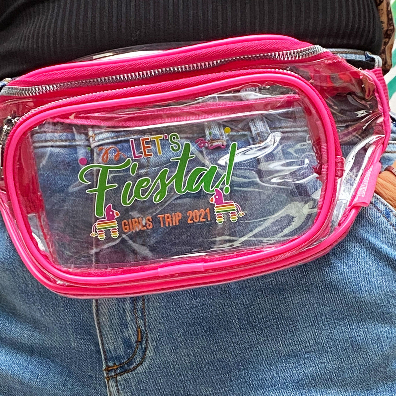 Custom Logo Clear Waist Bags, Promotional Clear Waist Bags, Double Pocket Style