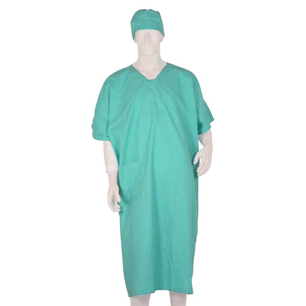 Custom Logo Washable Hospital Gowns, Promotional Gowns, Logo Printed Cotton Hospital Gowns