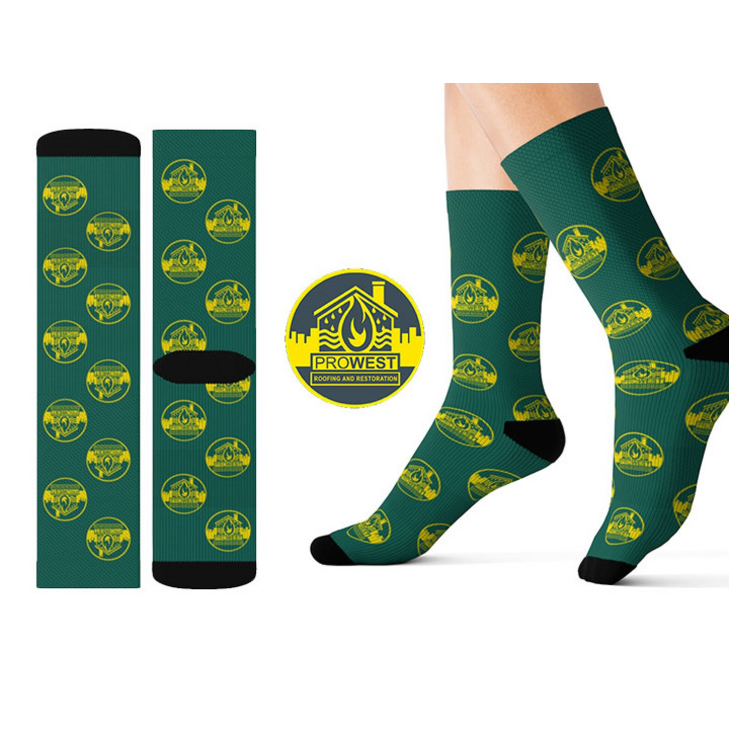 Custom Logo Crew Socks Promotional Black Or White Socks, One Size Fits All Crew Socks