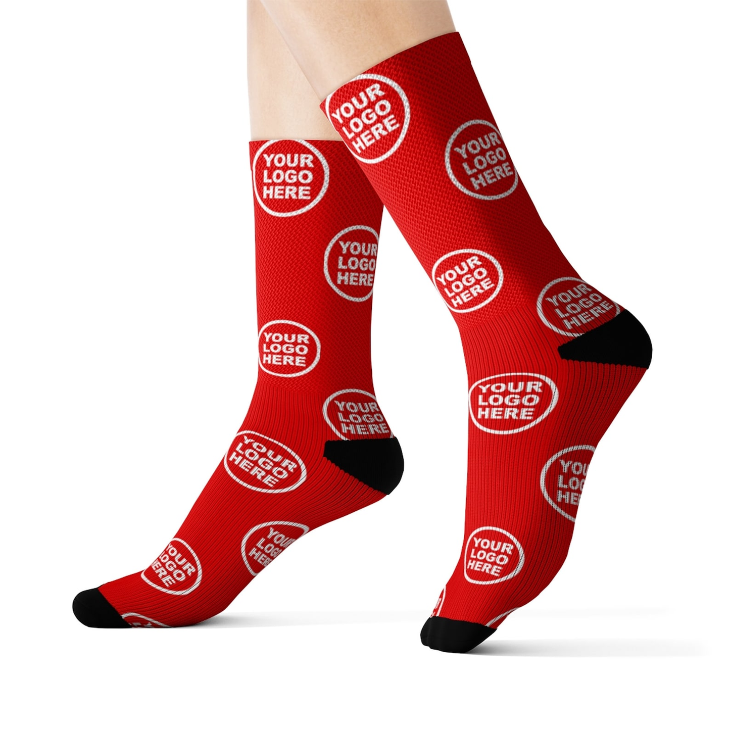 Custom Logo Crew Socks Promotional Black Or White Socks, One Size Fits All Crew Socks