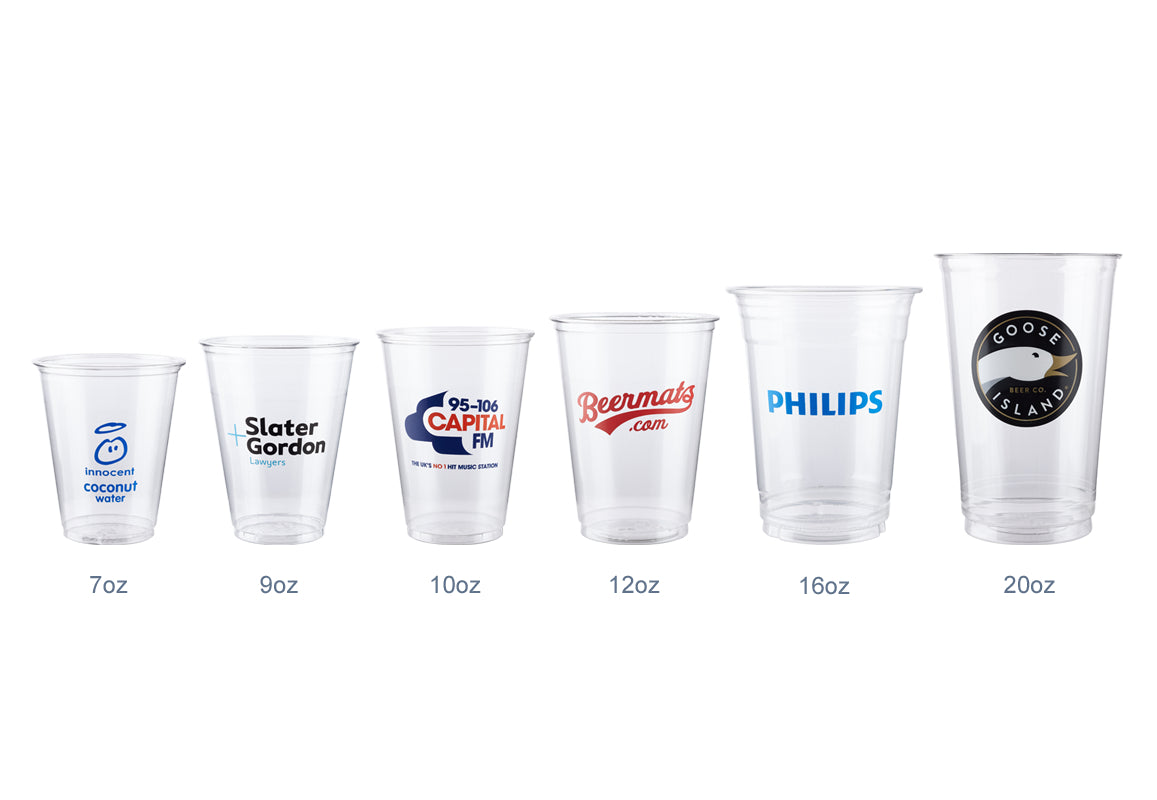 Custom Plastic Cups With Top In All Sizes, Logo Printed Promotional Pet Plastic Cups Recyclable