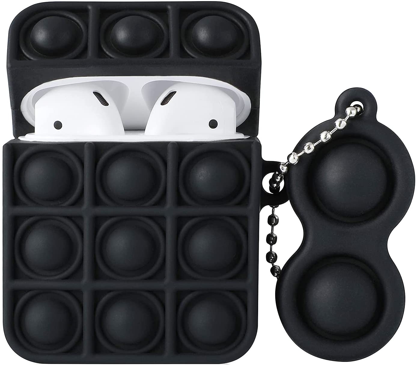 Bulk Wholesale Pop It Airpod 1/2 Case Cover, Pop Fidget Shockproof Case With Key Chain