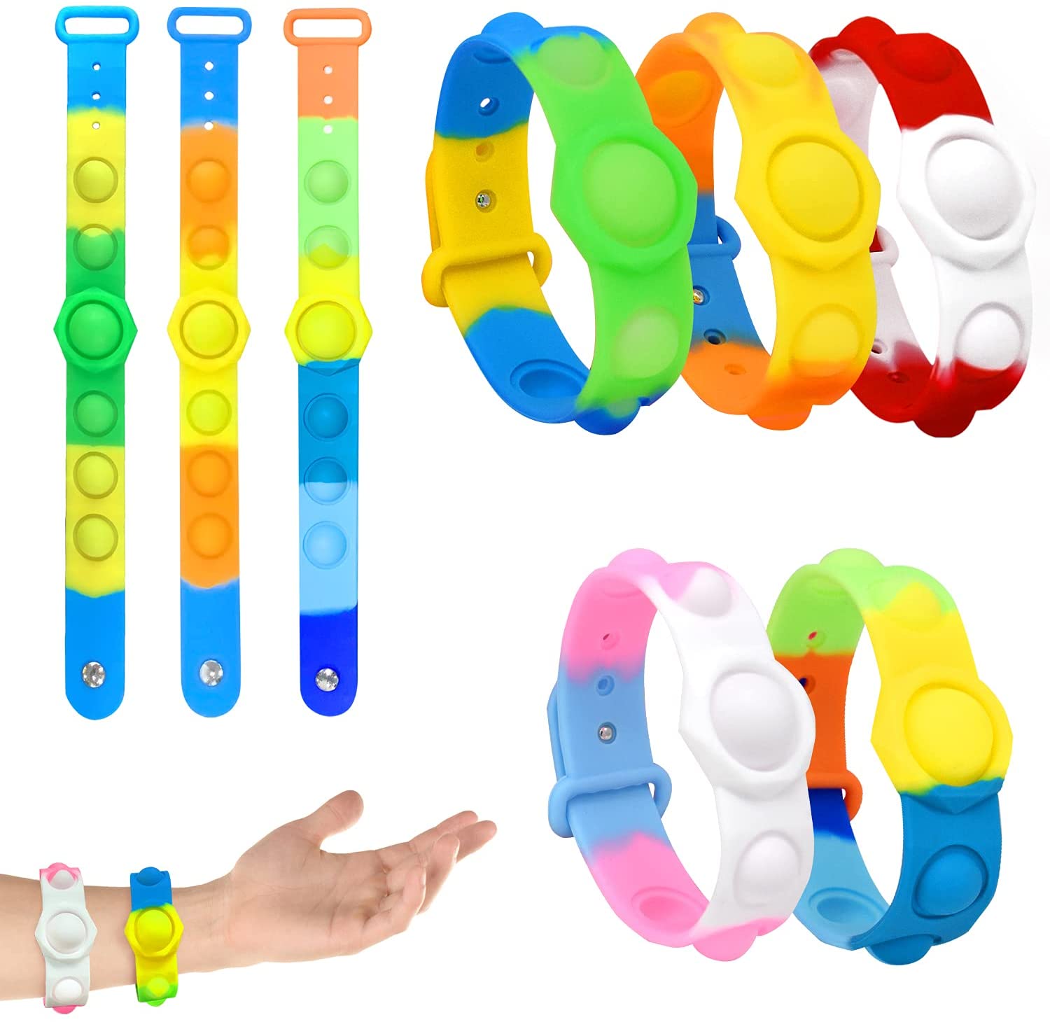 Bracelet Sensoriel à Bulles, Jouets Pop pour Enfants et Adultes, Silicone Simple Soulagement de l'Anxiété et du Stress Bracelets Pop it Bracelet Sensoriel à Bulles, Jouets Pop pour Enfants et Adultes, Silicone Simple Soulagement de l'Anxiété et du Stress Bracelets Pop it
