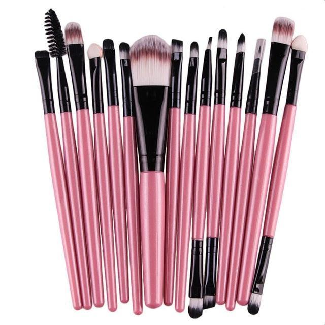 Bulk 15 Pieces Set Eye Shadow Foundation Eyebrow Lip Brush Makeup Brushes Tool