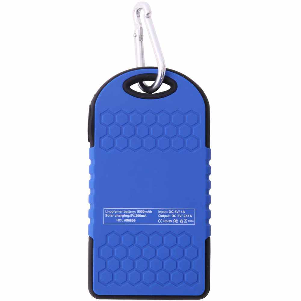 Promotional Custom Logo Water Resistant Solar Power Bank Dual USB Ports 5000mAh