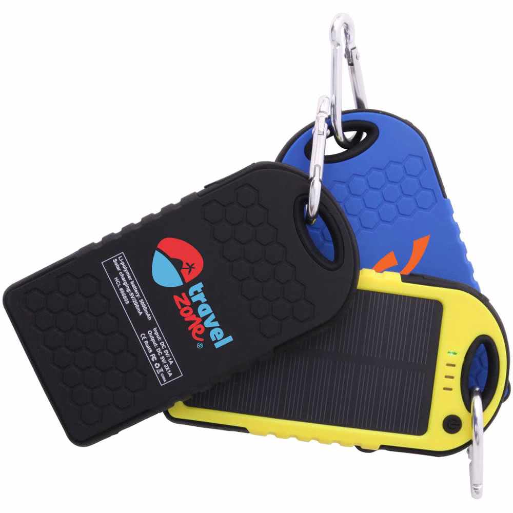 Promotional Custom Logo Water Resistant Solar Power Bank Dual USB Ports 5000mAh