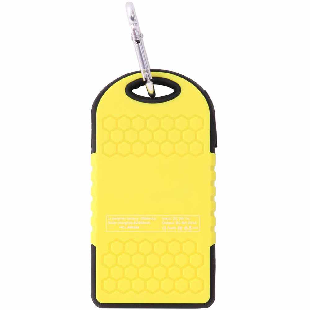 Promotional Custom Logo Water Resistant Solar Power Bank Dual USB Ports 5000mAh