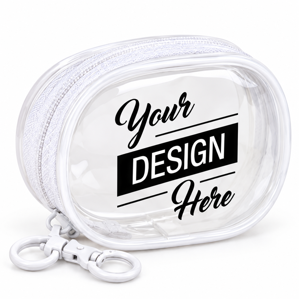 Custom Logo Clear PVC Zipper Pouch with Keychain