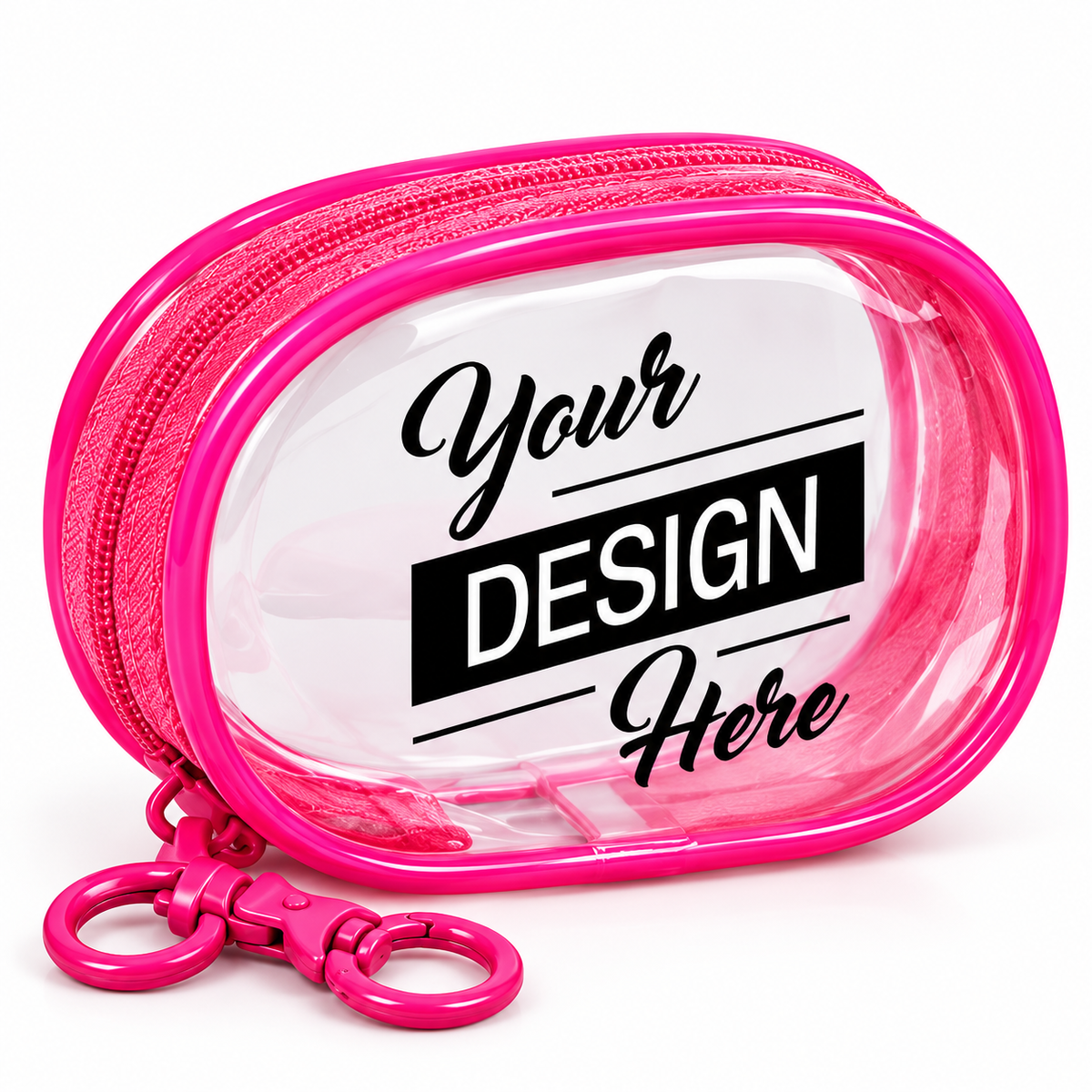 Custom Logo Clear PVC Zipper Pouch with Keychain