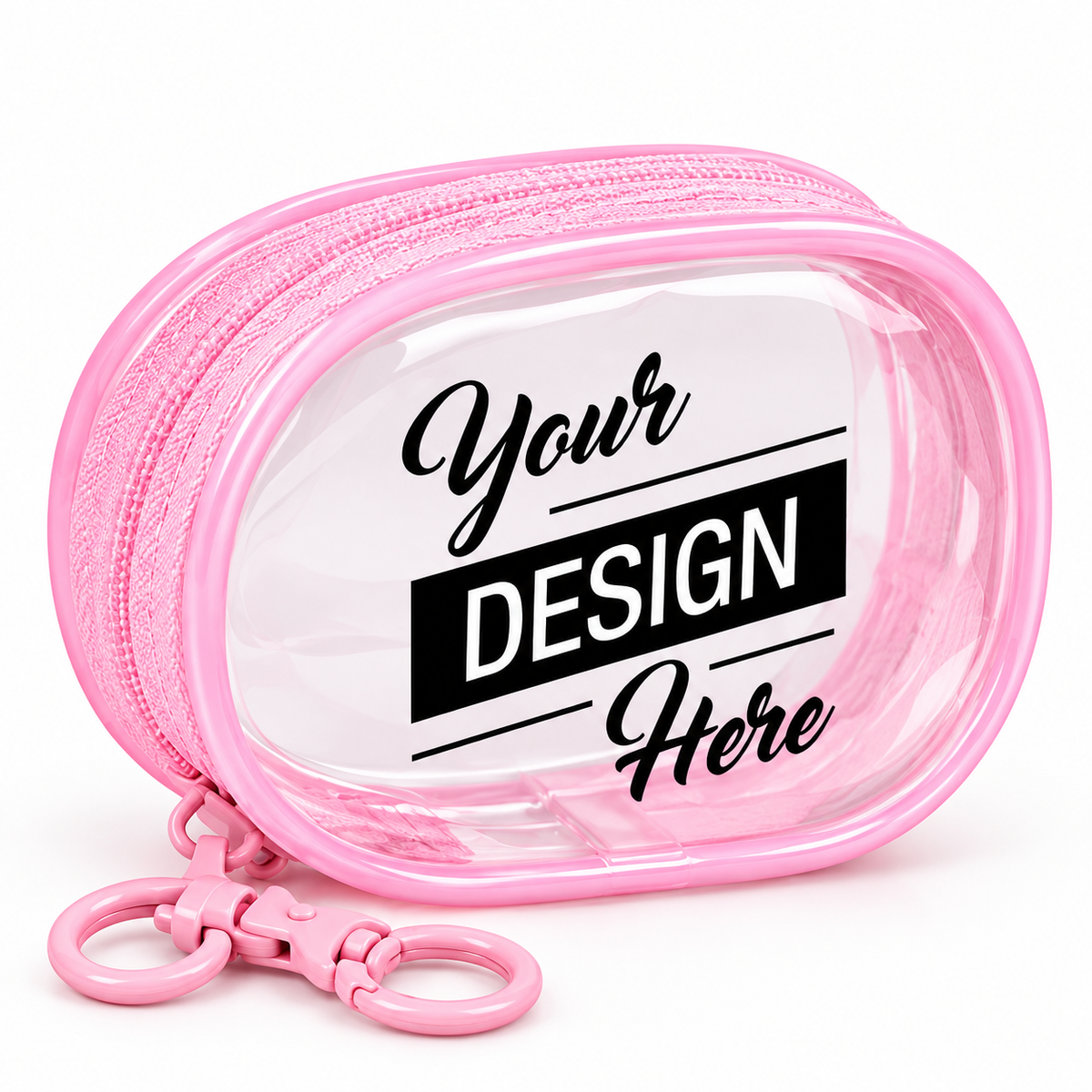 Custom Logo Clear PVC Zipper Pouch with Keychain