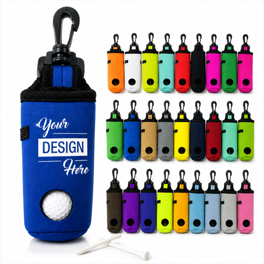 Custom Logo Golf Ball Holder Pouch with Clip & Tee Holder