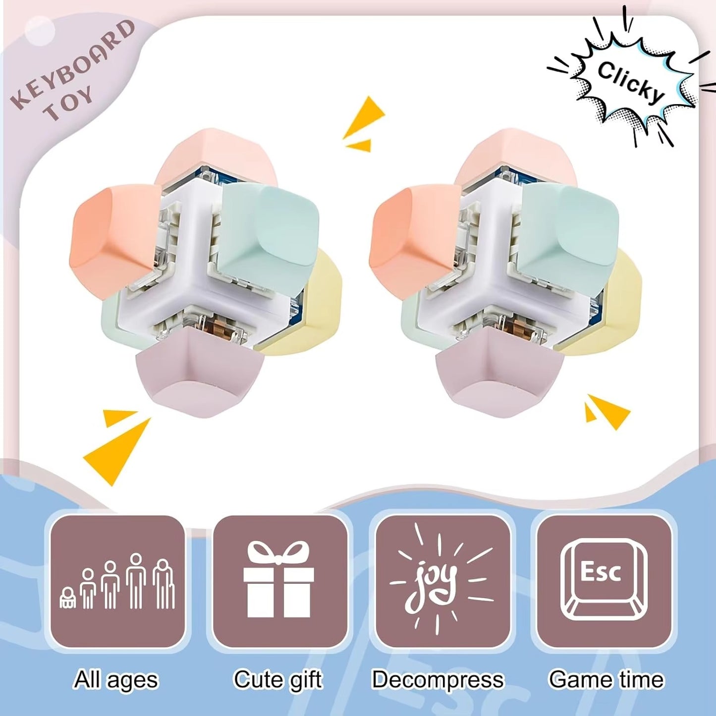 Custom Logo Keyboard Fidget Cube, Printed Keycap Fidget Cube