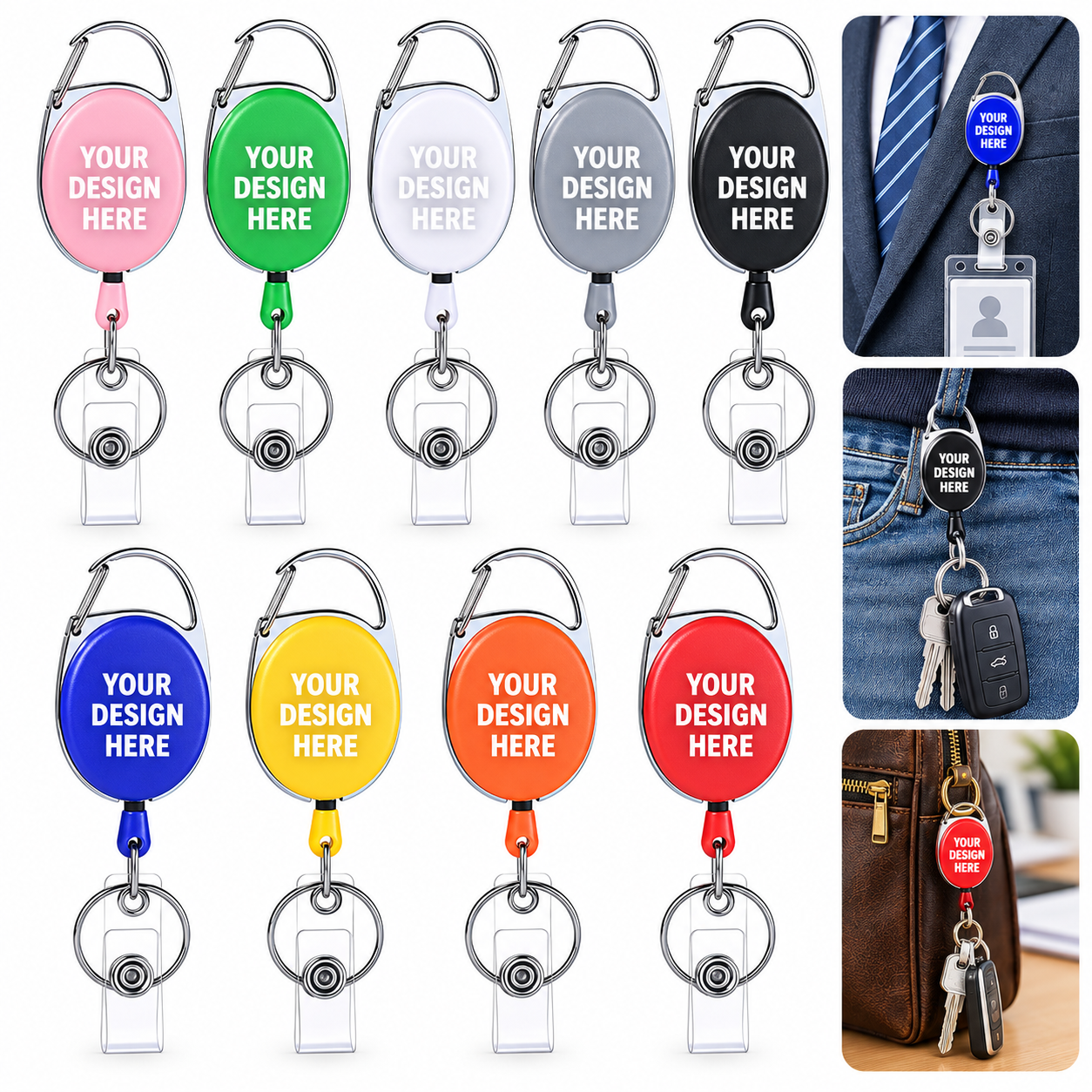Custom Logo Retractable Badge Reel – Personalized ID Holder Keychain
