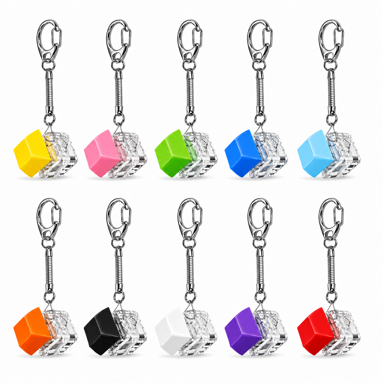 Custom Logo Keyboard Fidget Toy Key Chain with LED Light - Single