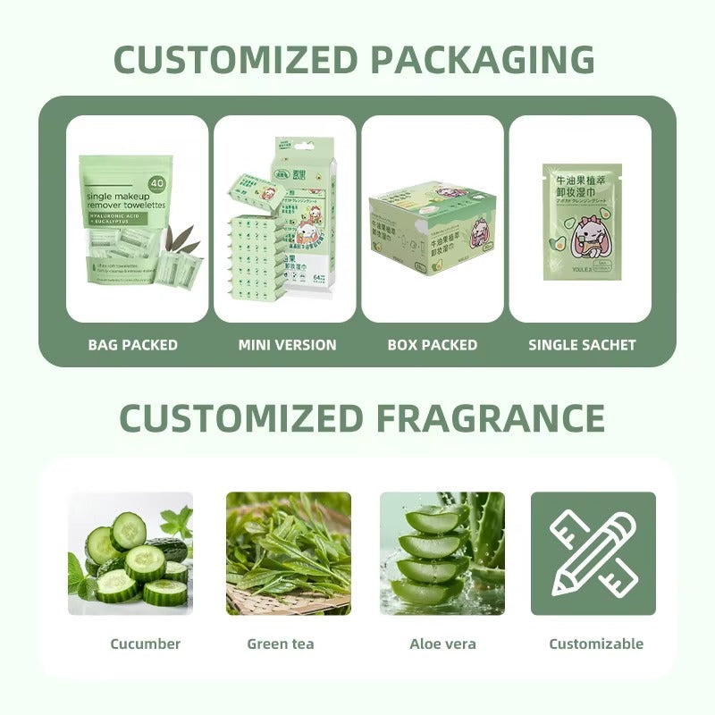 Custom Logo Makeup Remover Individual Facial Wipes for Deep Cleaning
