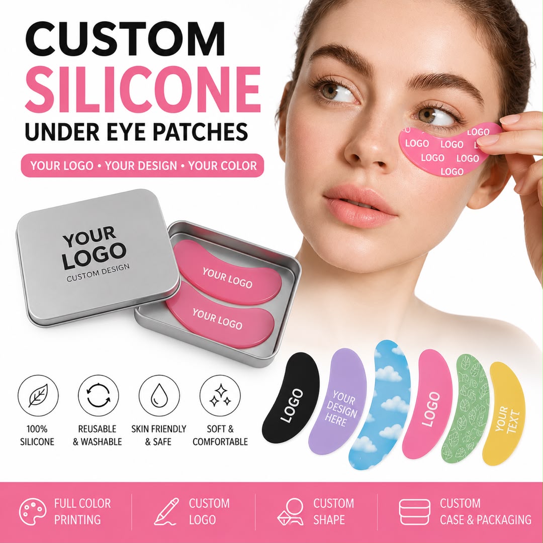 Custom Logo Reusable Silicone Eye Patches, Personalized Under Eye Patches