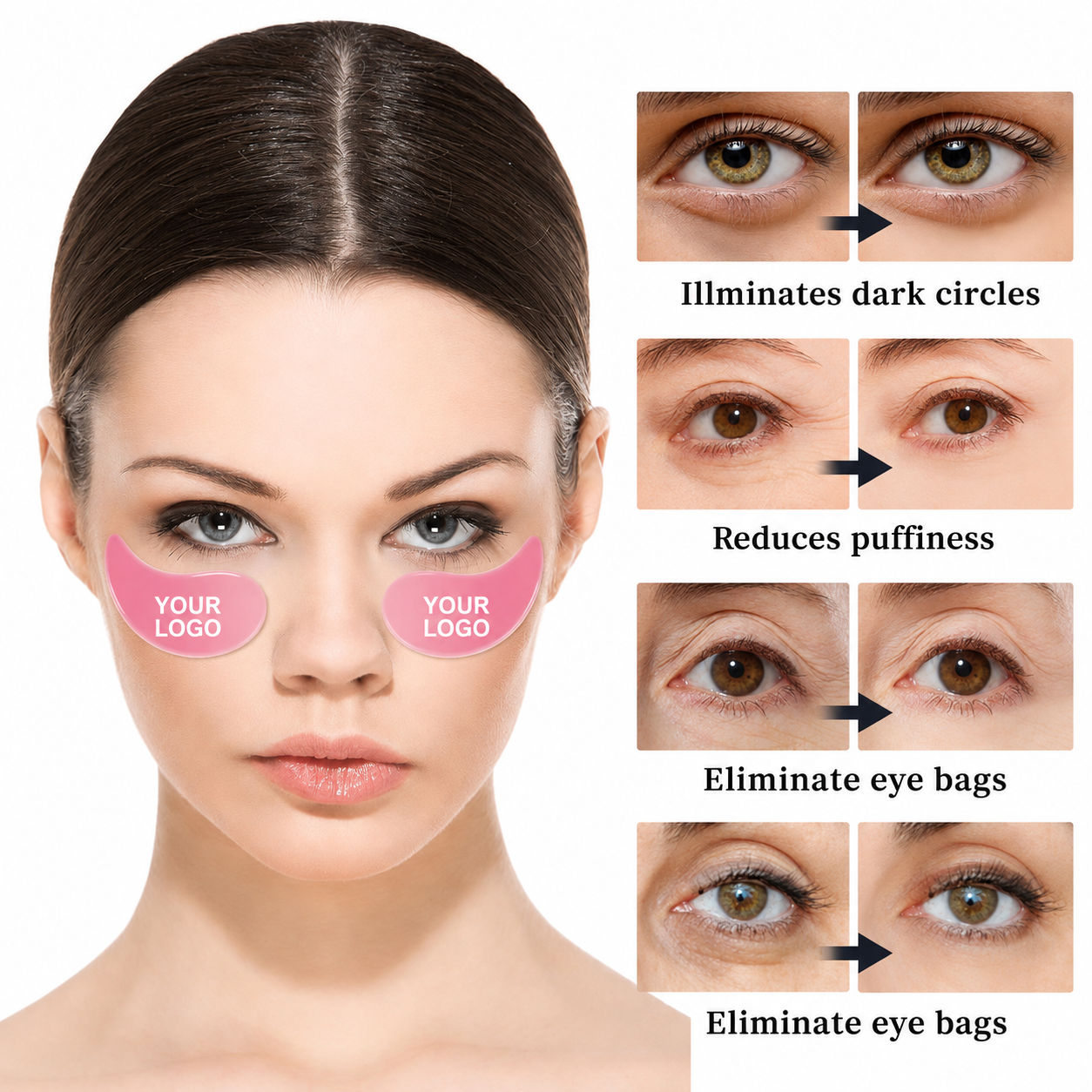 Custom Logo Reusable Silicone Eye Patches, Personalized Under Eye Patches