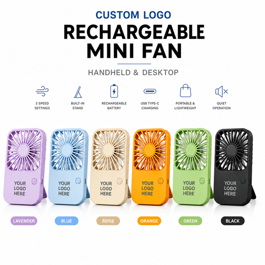 Custom Logo Rechargeable Handheld & Desktop Mini Fan